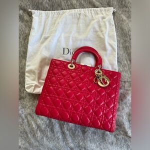 Lady Dior in Coquelicot Large